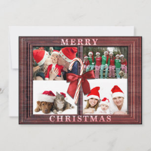Joyeux Carte photo de Noël Russe Faux Cadre en boi