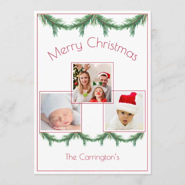 Joyeux Carte photo de Noël Trois photos (Devant)