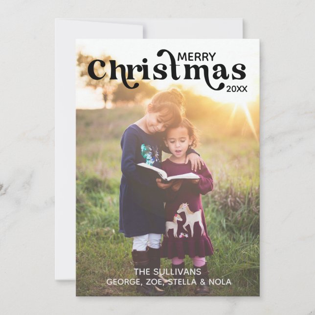 Joyeux Carte photo de Noël | Vertical, Noir (Devant)