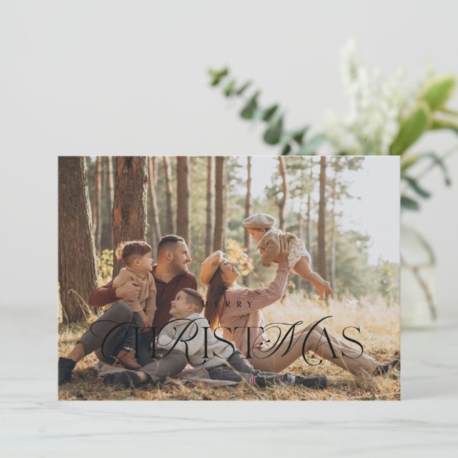 Joyeux Carte photo de typographie de Noël (Debout devant)