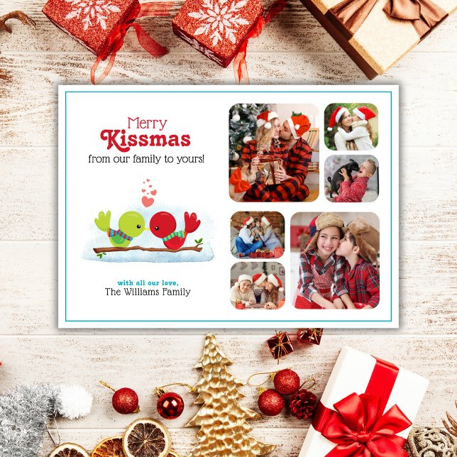 Joyeux Carte photo de vacances Kissmas (Share love and kisses with this colourful and festive Merry Kissmas Holiday Photo Card
)