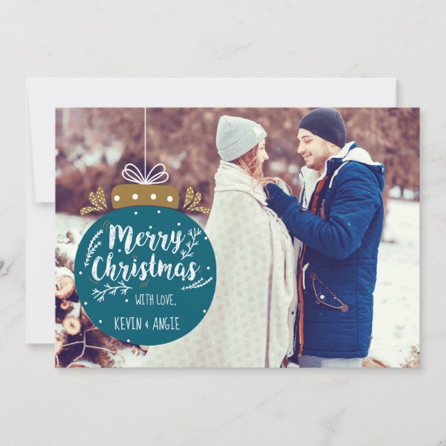 Joyeux Carte photo d'ornement de Noël (Devant)