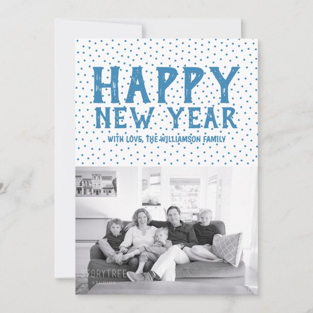 Joyeux Carte photo du Nouvel An | Bleu (Devant)