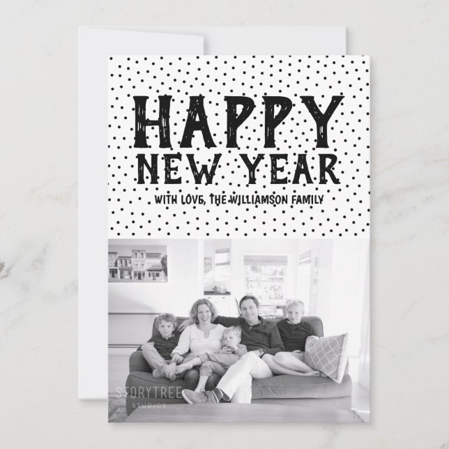Joyeux Carte photo du Nouvel An | Noir (Devant)
