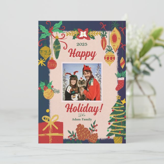 Joyeux Cartes de fin de année de photos de Noël (Debout devant)