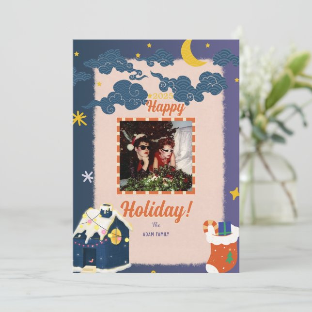 Joyeux Cartes de fin de année de photos de Noël (Debout devant)