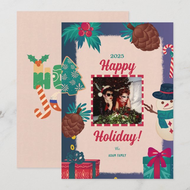 Joyeux Cartes de fin de année de photos de Noël (Devant / Derrière)