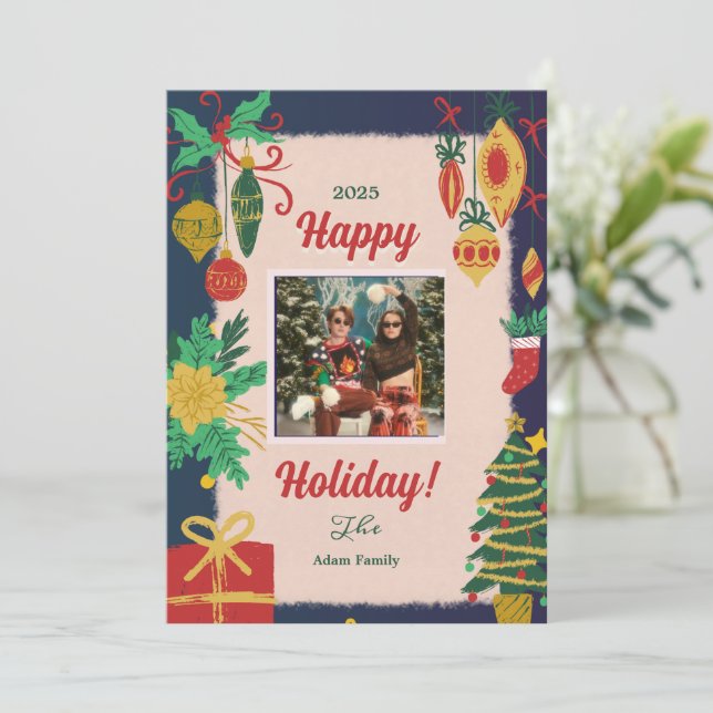 Joyeux Cartes de fin de année de photos de Noël (Debout devant)