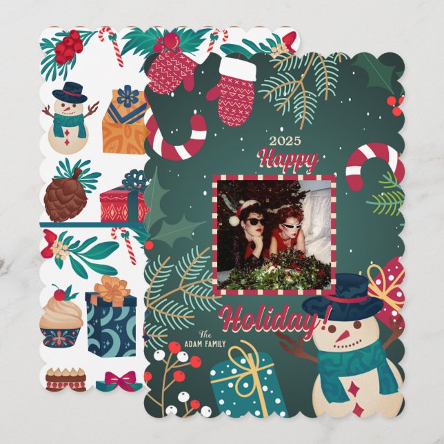 Joyeux Cartes de fin de année de photos de Noël (Devant / Derrière)
