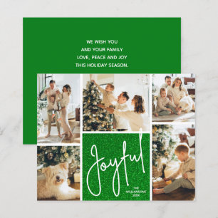 JOYEUX Cartes de fin de année verts multi-photo bu