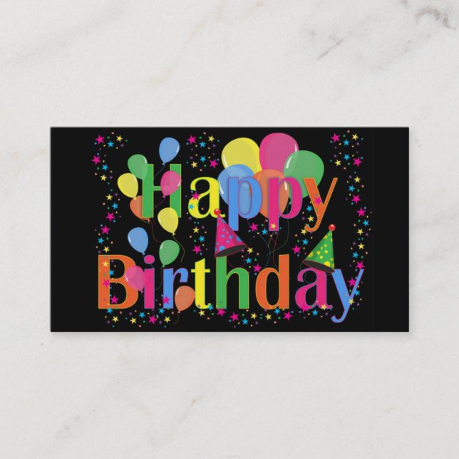 Joyeux Cartes de visite de ballons d'anniversaire (Devant)