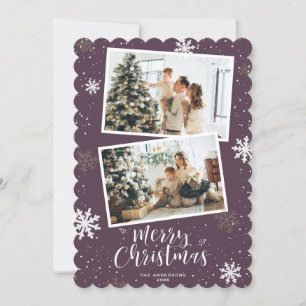 Joyeux Cartes photos de Noël Purple Holiday