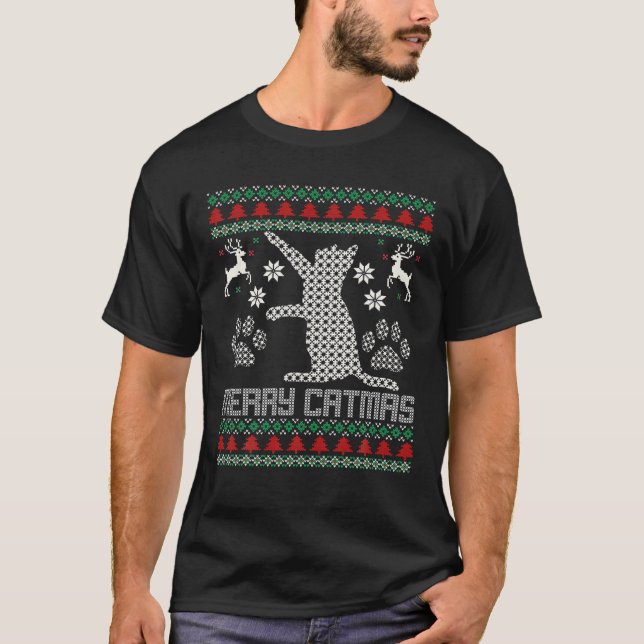 Joyeux Catmas Drôle Chat Noël Vilain Sweat Hommes (Devant)