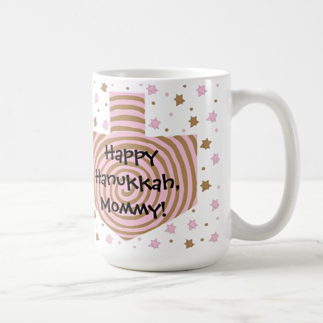 Joyeux Chanukah/Hanoukka PINK/Brown Star Mug (Droite)