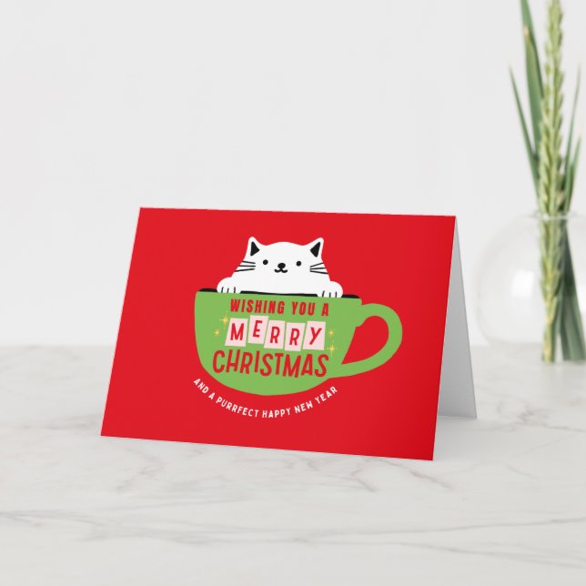 Joyeux Chat De Noël En Teup Carte De Noël, Mignonn (Devant)