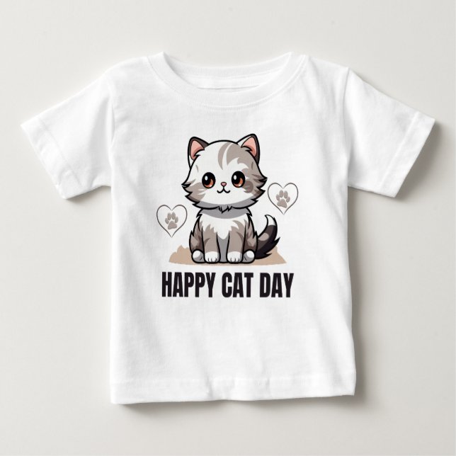 Joyeux chat jour bébé T-shirt (Devant)