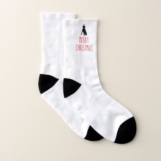 Joyeux Chaussettes de chien de boîte de Noël (Paire)