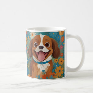 Joyeux chien dans un champ de fleurs Mug