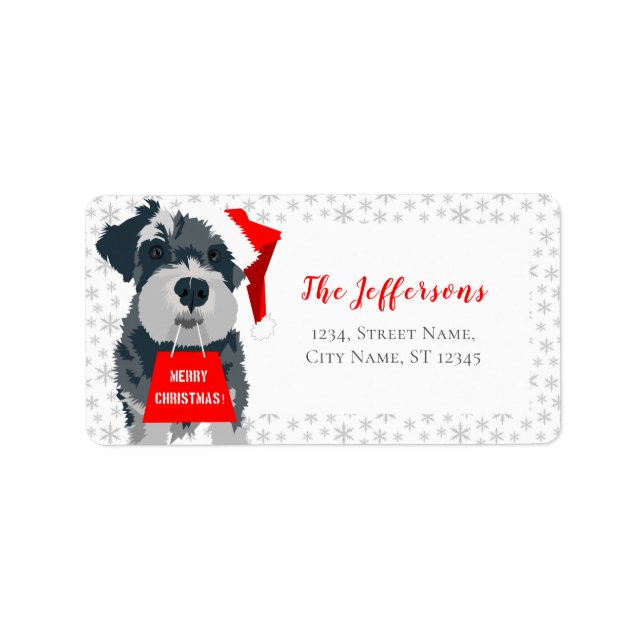 Joyeux chien de Noël Santa Hat Étiquettes de adres (Devant)