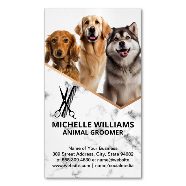 Joyeux Chiens assis | Carte de visite Groomer (devant Vertical)