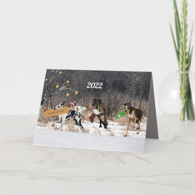 Joyeux Chiens de carte du Nouvel An (Devant)