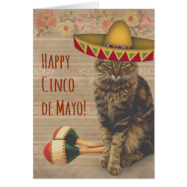 Joyeux Cinco de Mayo Chat avec Casquette mexicain (Devant)