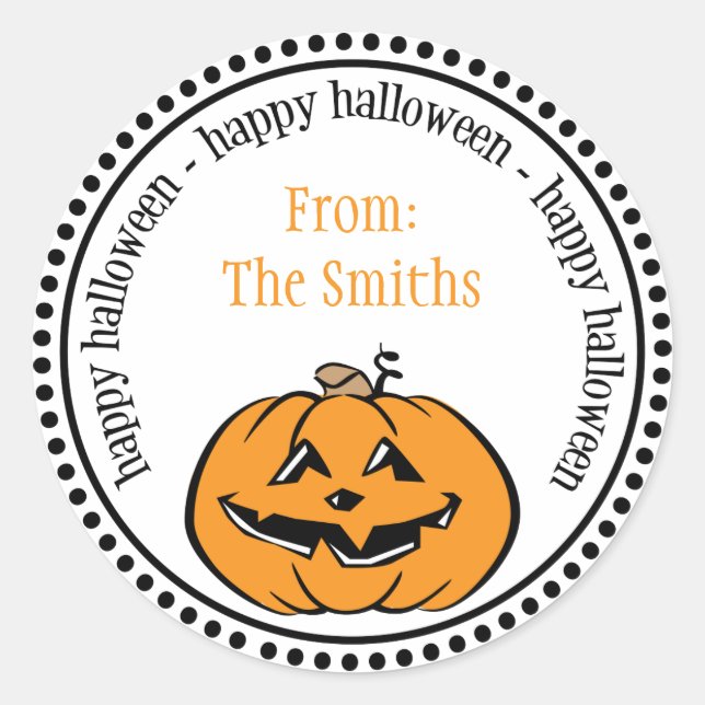 Joyeux Citrouille  Dot Cercle Étiquettes (Devant)