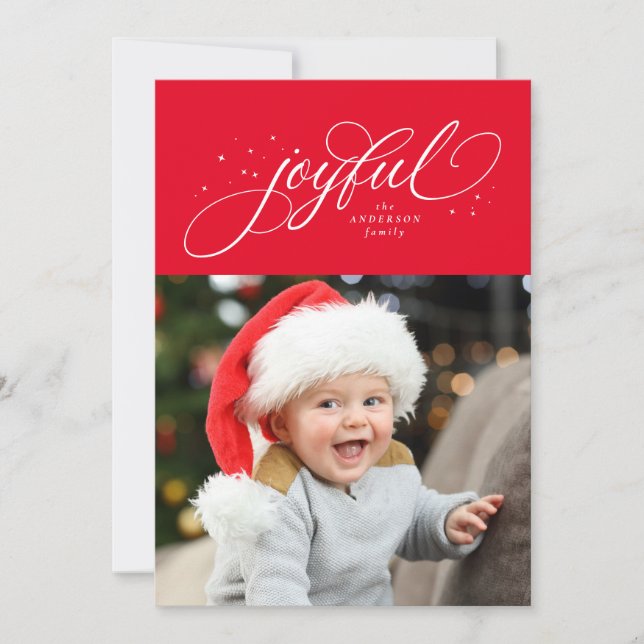 Joyeux classique photo de Noël rouge Carte de vaca (Devant)
