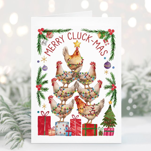 Joyeux Cluck-Mas Chicken-Lover Carte de Noël (Créateur téléchargé)