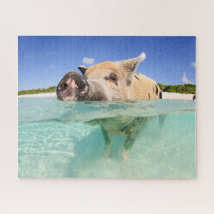 Joyeux Cochon sur la plage Jigsaw Puzzle