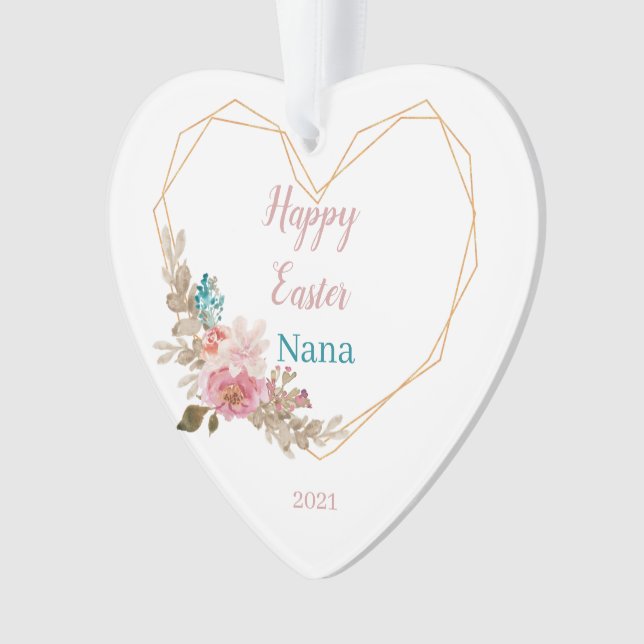 Joyeux coeur floral géométrique Nana de Pâques (devant)