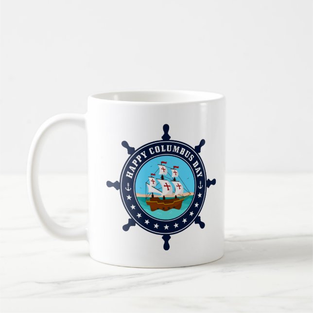 Joyeux Columbus Day Mug | Café de vacances Explore (Gauche)