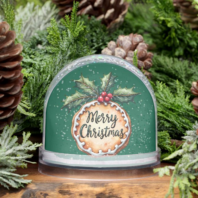 Joyeux Cookie de Noël avec Holly Berries Green (Hiver)