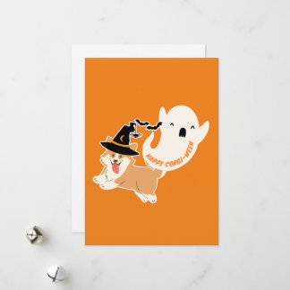 Joyeux Corgi-Ween | Carte de vacances plate de Cor