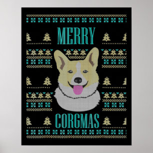 Joyeux Corgmas Ugly Christmas Corgi Poster