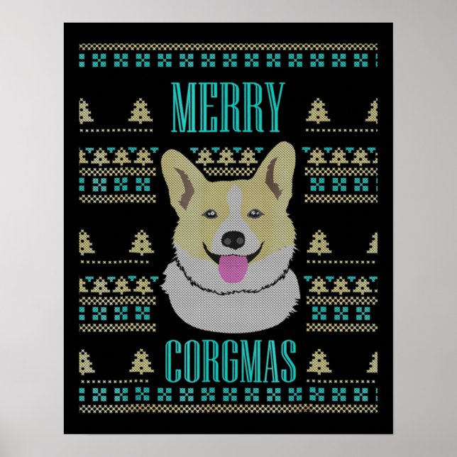 Joyeux Corgmas Ugly Christmas Corgi Poster (Vorne)