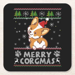Joyeux Corgmas Weihnachten Corgi Rechteckiger Pappuntersetzer