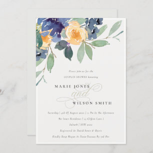 Joyeux Couples Floral Jaune Invitation douche