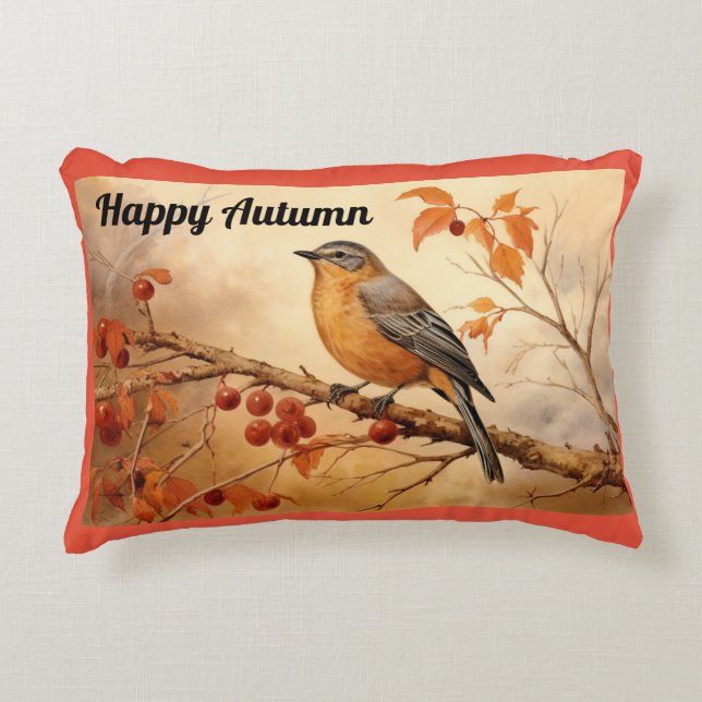 Joyeux Coussin d'ascension d'oiseaux d'automne (Devant)
