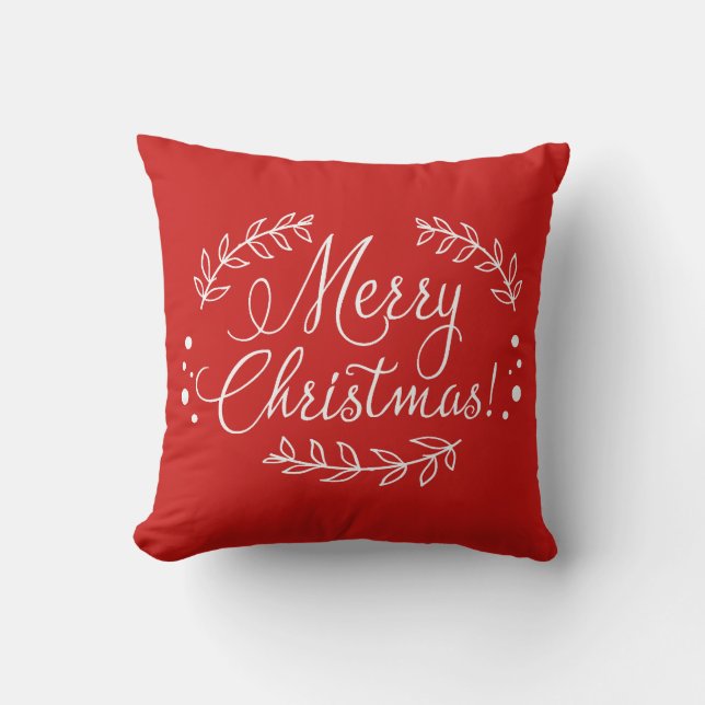 Joyeux Coussin de Noël rouge et blanc (Recto)