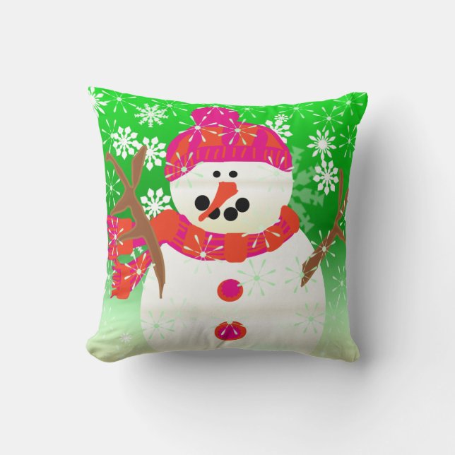 Joyeux Coussin de vacances Snowman (Recto)