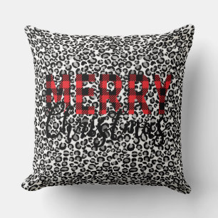 Joyeux Coussin Poster de animal Leopard de Noël