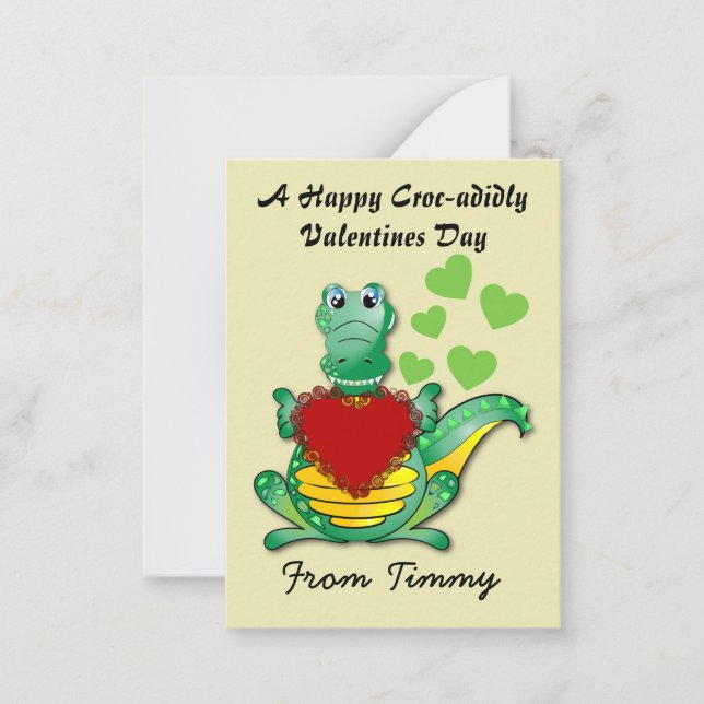 Joyeux Croc-adily Valentines Cartes pour enfants (Devant)