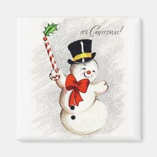 Joyeux Danser Snowman Magnet Vintage