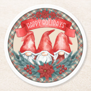 Joyeux Dessous de verre de papier rond Gnomes Fête