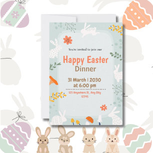 Joyeux dîner de Pâques mignonne invitation