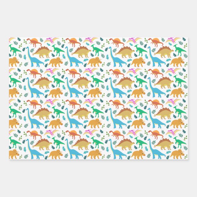 Joyeux Dinosaure pour le papier d'enveloppement de (Devant)