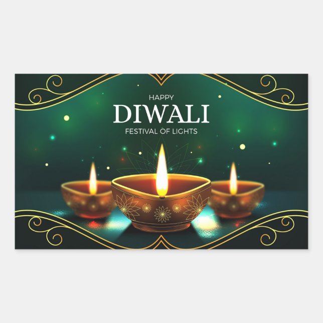 Joyeux Diwali  Autocollant rectangulaire (Devant)