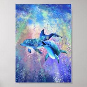 Joyeux Dolphin Couple Poster Peinture