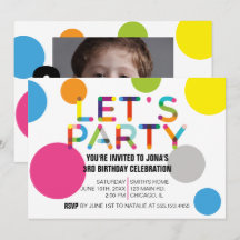 Joyeux Dots Invitation photo de fête d'anniversair